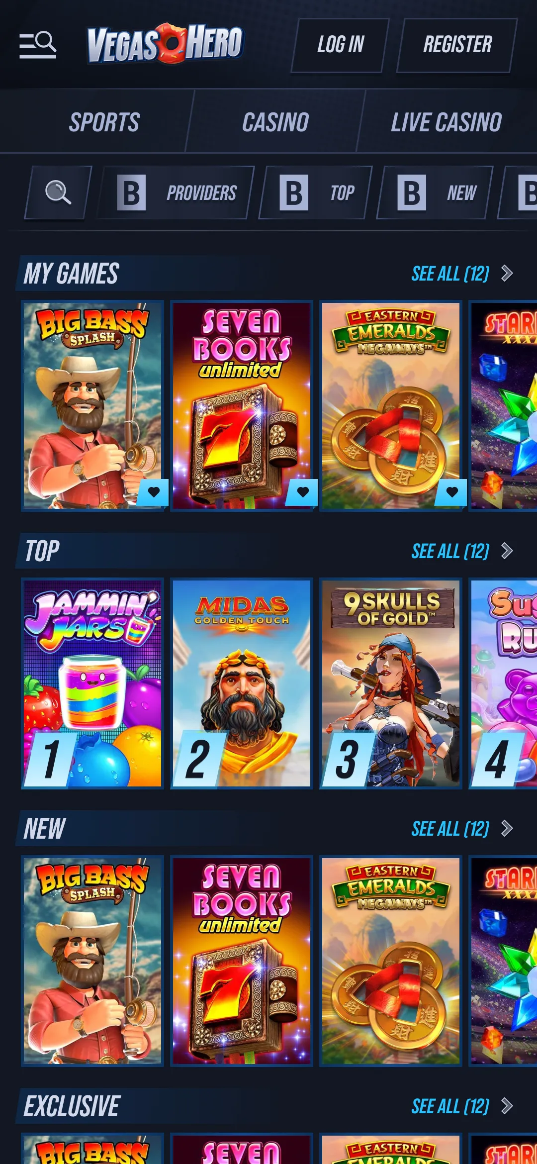 Vegas Hero Casino affiliate landing preview